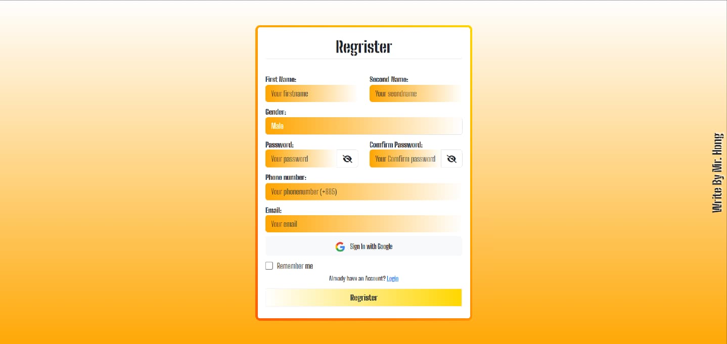 Screenshot of the Template Register project