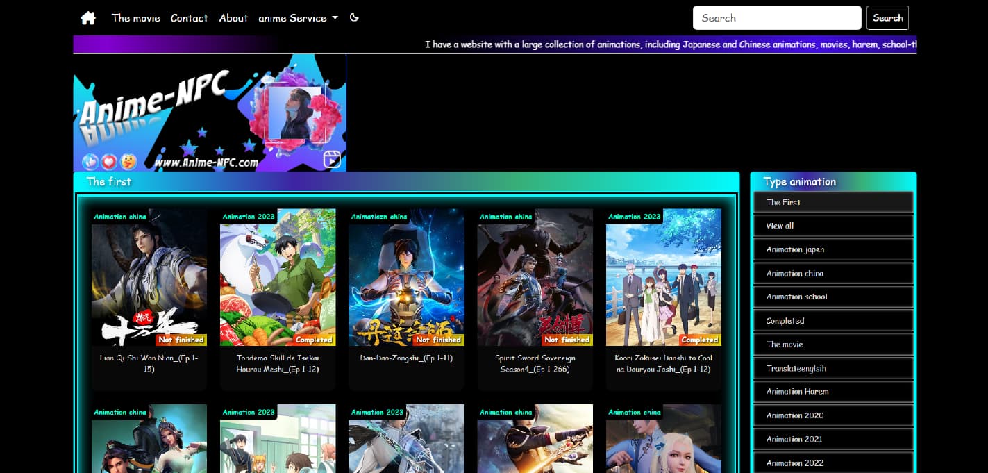 Screenshot of the Template Animation project